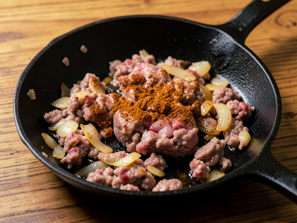 ひき肉を炒める