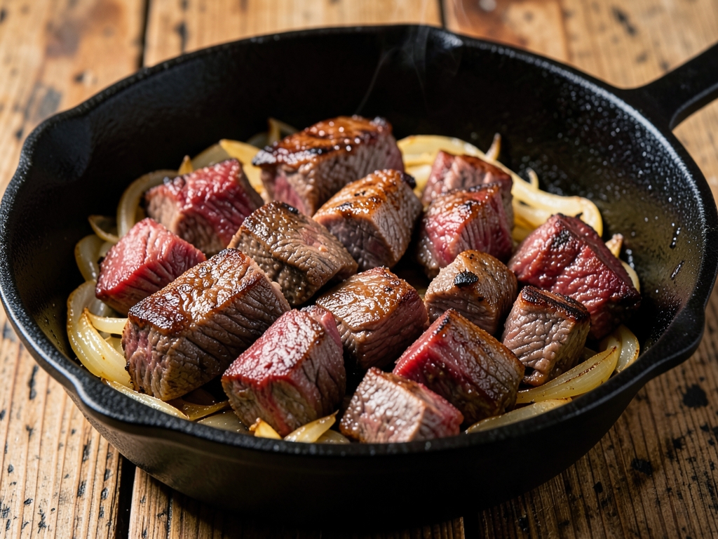 牛肉を炒める